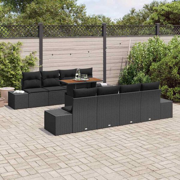 vidaXL Ensemble de salle &agrave; manger pour jardin 9 pcs Noir et Marron