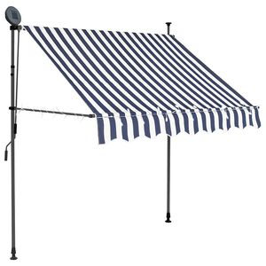 vidaXL Auvent manuel r&eacute;tractable avec LED 100 cm Bleu et blanc