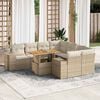 vidaXL Salon de jardin avec coussins 9 pcs beige r&eacute;sine tress&eacute;e