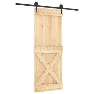 vidaXL Porte coulissante Naturel et noir 80 x 210 cm