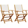 vidaXL Chaises de jardin lot de 2 blanc crème bois acacia massif tissu