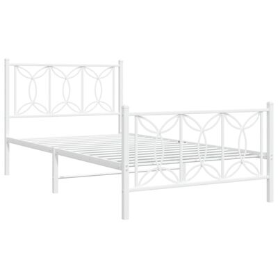 vidaXL Cadre de lit métal sans matelas et pied de lit blanc 100x200 cm