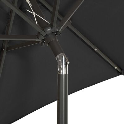 vidaXL Parasol de jardin avec lumières LED noir 200x211 cm aluminium