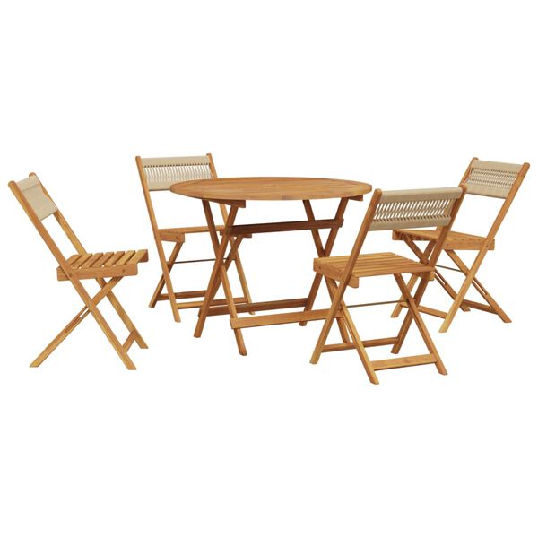 vidaXL Ensemble à manger de jardin 5pcs beige polypropylène et bois
