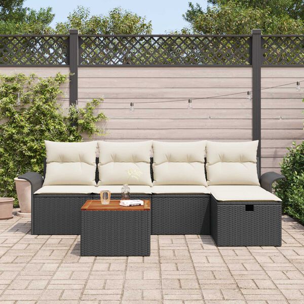 vidaXL Ensemble de canap&eacute; de jardin 6 pcs Noir Poly rotin