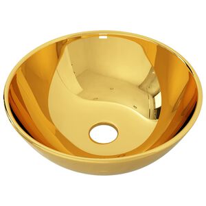 vidaXL Lavabo 28 x 10 cm C&eacute;ramique Dor&eacute;