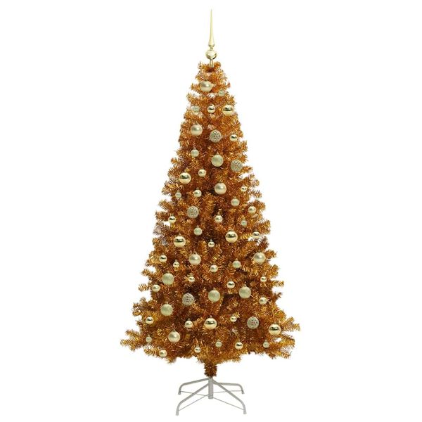 vidaXL Sapin de Noël avec 300 LED avec support Doré 210 cm PET