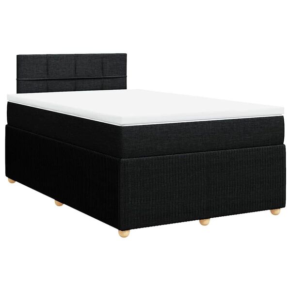 vidaXL Sommier &agrave; lattes de lit avec matelas Noir 120x200 cm Tissu