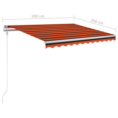 vidaXL Auvent manuel rétractable avec LED 3x2,5 m Orange et marron