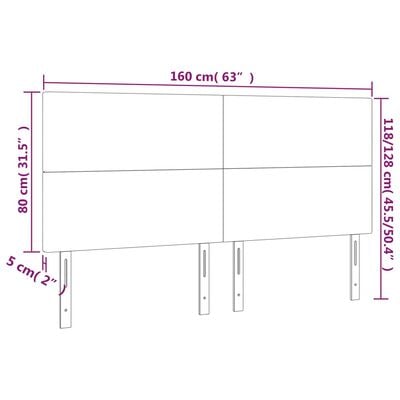 vidaXL Têtes de lit 4 pcs Gris clair 80x5x78/88 cm Velours