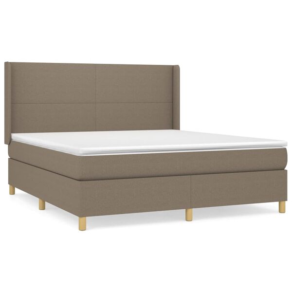 vidaXL Sommier &agrave; lattes de lit avec matelas Taupe 160x200 cm Tissu