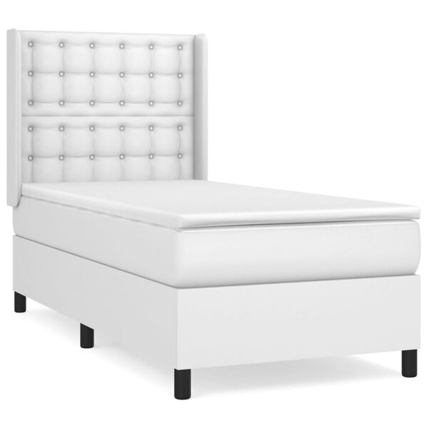 vidaXL Sommier &agrave; lattes de lit avec matelas Blanc 90x190 cm Similicuir