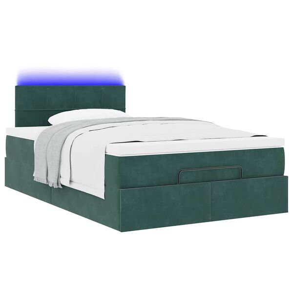 vidaXL Cadre de lit ottoman avec matelas vert foncé 120x200 cm velours