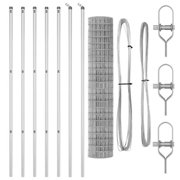 vidaXL Cl&ocirc;ture avec poteau Argent&eacute; 1,5 x 10 m Acier et PVC