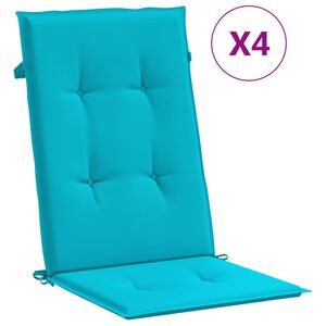 vidaXL Coussins de chaise &agrave; dossier haut lot de 4 turquoise tissu