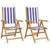 vidaXL Chaises pliantes (lot de 2) en bois massif d'acacia bleu et blanc et tissu