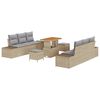 vidaXL Ensemble de canap&eacute; de jardin 9 pc Beige polyrotin