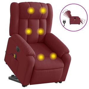 vidaXL Fauteuil inclinable de massage &eacute;lectrique Rouge bordeaux Tissu