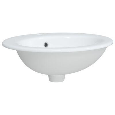 vidaXL Évier de salle de bain blanc 52x46x20 cm ovale céramique