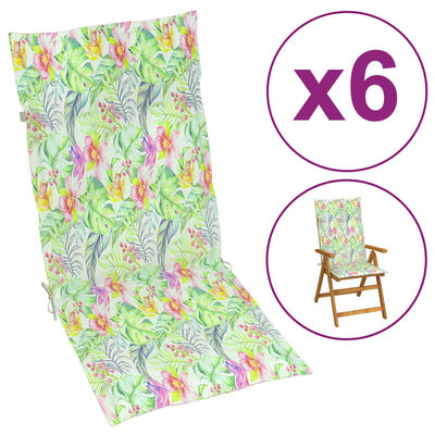 vidaXL Coussins de chaise de jardin à dossier haut lot de 6 tissu