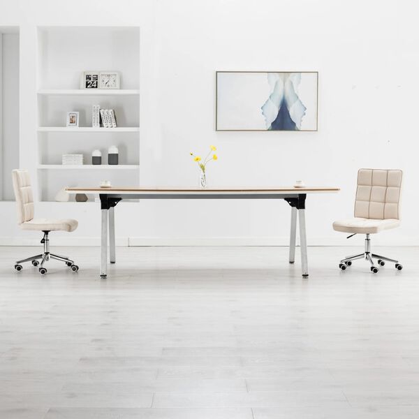 vidaXL Chaises &agrave; manger lot de 2 cr&egrave;me tissu