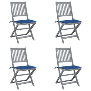 vidaXL Chaises pliantes 4 pi&egrave;ces avec coussins en bois d'acacia massif