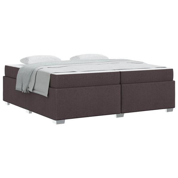 vidaXL Cadre de lit avec matelas Marron fonc&eacute; 200 x 200 cm tissu
