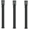 vidaXL Lampadaires d'ext&eacute;rieur avec sortie 3 pcs noir acier inoxydable