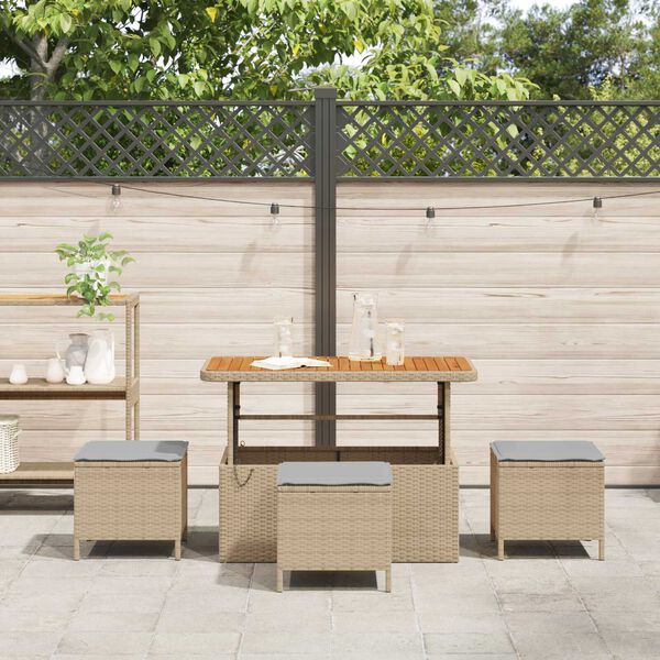 vidaXL Ensemble de salle &agrave; manger pour jardin Beige polyrotin