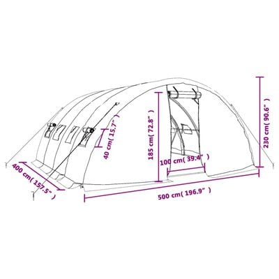 vidaXL Serre avec cadre en acier blanc 20 m² 5x4x2,3 m