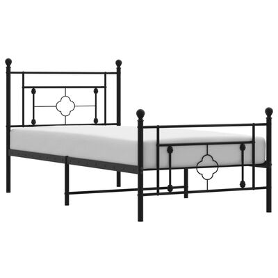 vidaXL Cadre de lit métal sans matelas avec pied de lit noir 90x190 cm