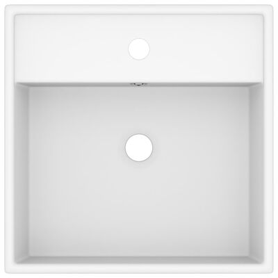 vidaXL Lavabo carré de luxe à trop-plein Blanc mat 41x41 cm Céramique
