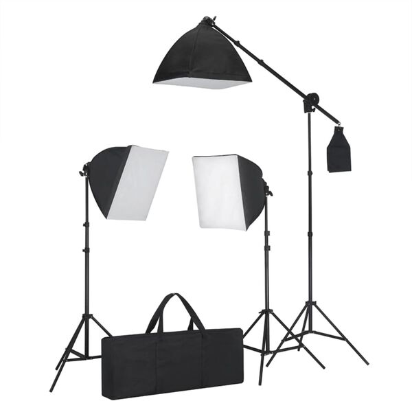 vidaXL Kit de studio photo bo&icirc;te &agrave; lumi&egrave;re toile de fond et r&eacute;flecteur