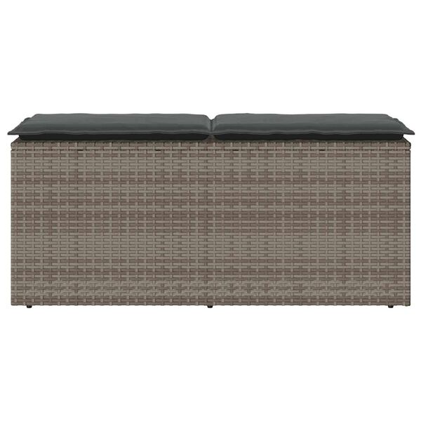 vidaXL Banc de jardin avec coussin gris 110x40x44 cm résine tressée