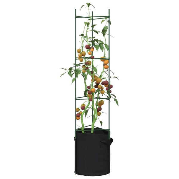 vidaXL Cages &agrave; tomates avec sacs &agrave; plantes 4 pcs 154 cm acier et PP