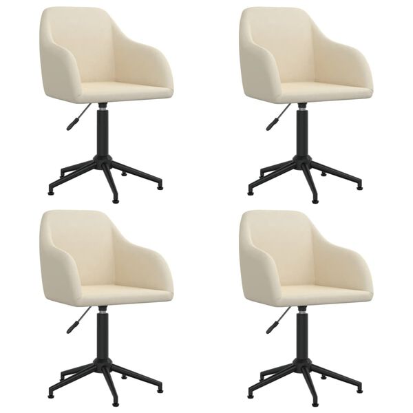 vidaXL Chaises pivotantes &agrave; manger lot de 4 cr&egrave;me velours