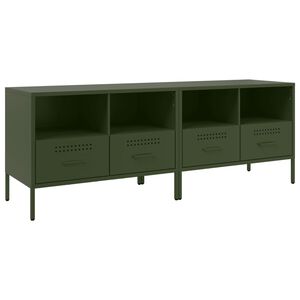vidaXL Meubles TV 2 pcs vert olive 68x39x50,5 cm acier