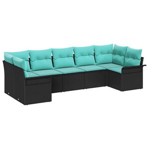 vidaXL Ensemble de canap&eacute; de jardin 7 pcs Noir Poly rotin