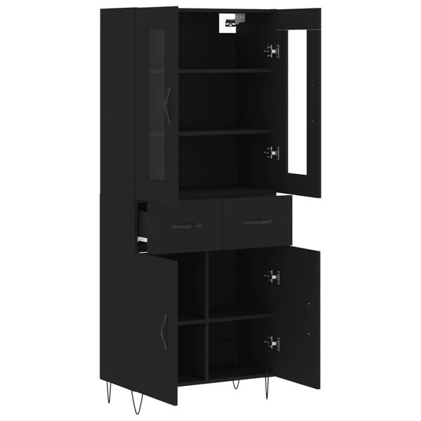 vidaXL Buffet haut Noir 69,5x34x180 cm Bois d'ing&eacute;nierie