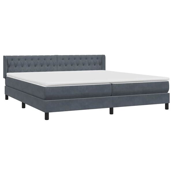 vidaXL Sommier &agrave; lattes de lit et matelas gris fonc&eacute; 200x210cm velours