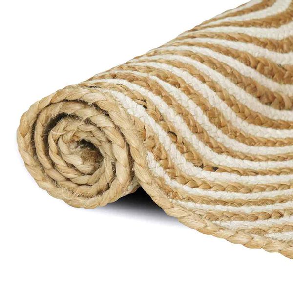 vidaXL Tapis Naturel et Blanc 100 x 200 cm Jute