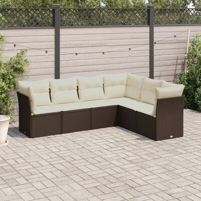 vidaXL Salon de jardin avec coussins 6 pcs marron résine tressée