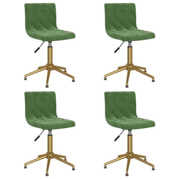 vidaXL Chaises pivotantes &agrave; manger lot de 4 vert fonc&eacute; velours