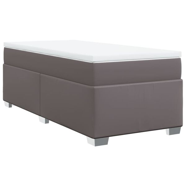 vidaXL Sommier &agrave; lattes de lit avec matelas Gris 100x200 cm Similicuir