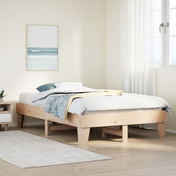 vidaXL Cadre de lit sans matelas 135x190 cm bois de pin massif