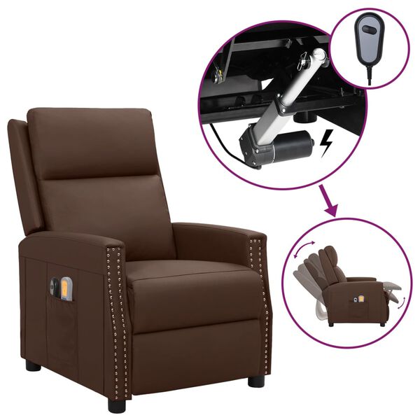 vidaXL Fauteuil de massage &eacute;lectrique Marron Similicuir