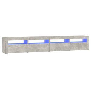vidaXL Meuble TV avec lumi&egrave;res LED Gris b&eacute;ton 240x35x40 cm