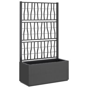 vidaXL Jardini&egrave;re avec treillis gris fonc&eacute; 80x36x140 cm PP