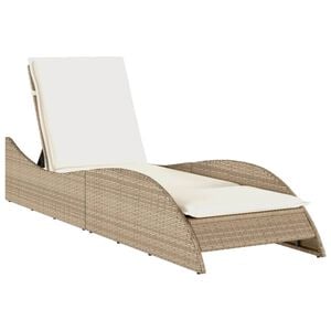 vidaXL Chaise longue avec coussin beige 60x205x73 cm r&eacute;sine tress&eacute;e