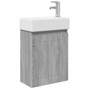 vidaXL Meuble de salle de bain avec robinet Sonoma gris